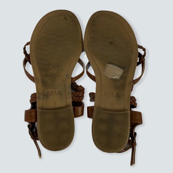 Mia Dannie Gladiator‎ Sandals Brown Braided Size 9 Flat Bohemian Boho Strappy - Picture 5 of 12